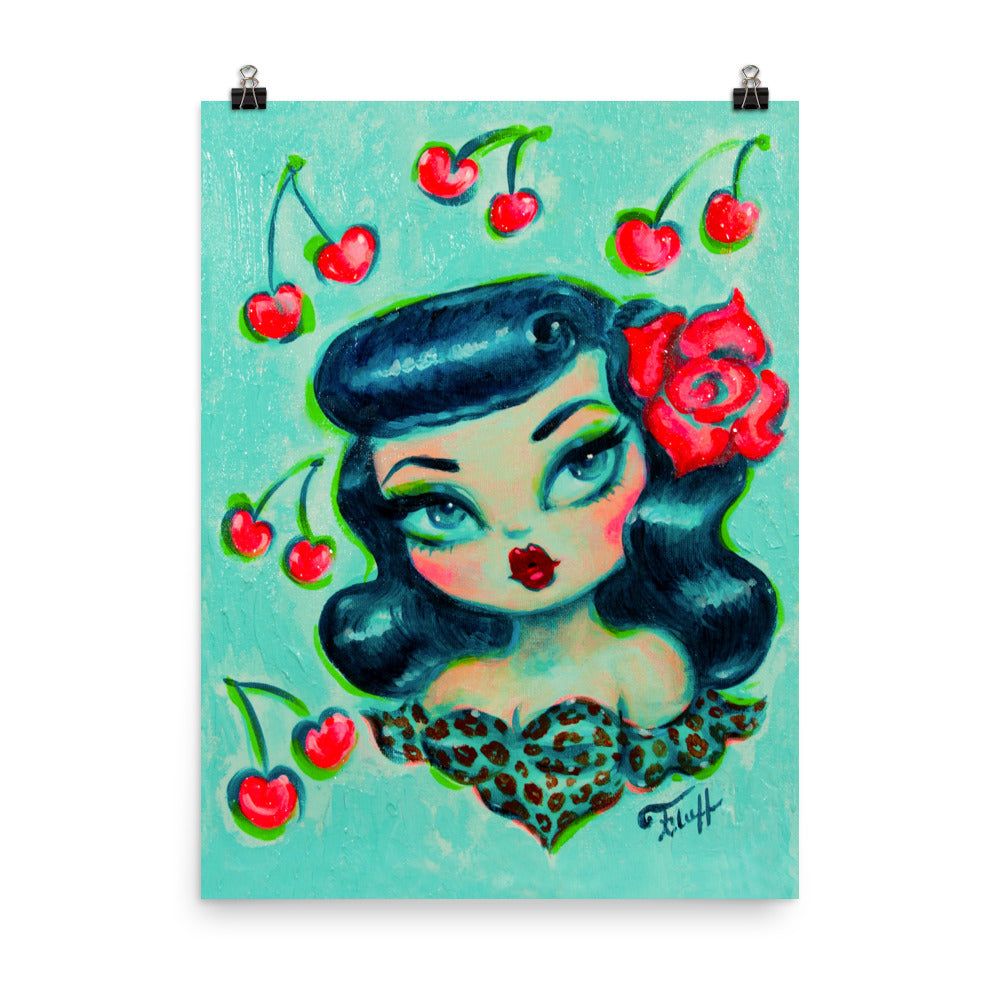 Rockabilly Baby Doll with Cherries • Art Print