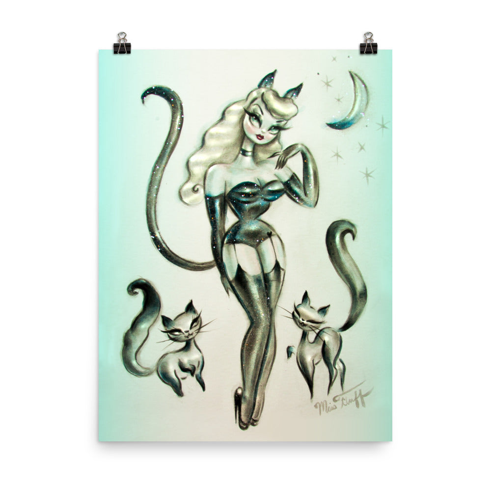 Cat Girl with Kitties • Art Print