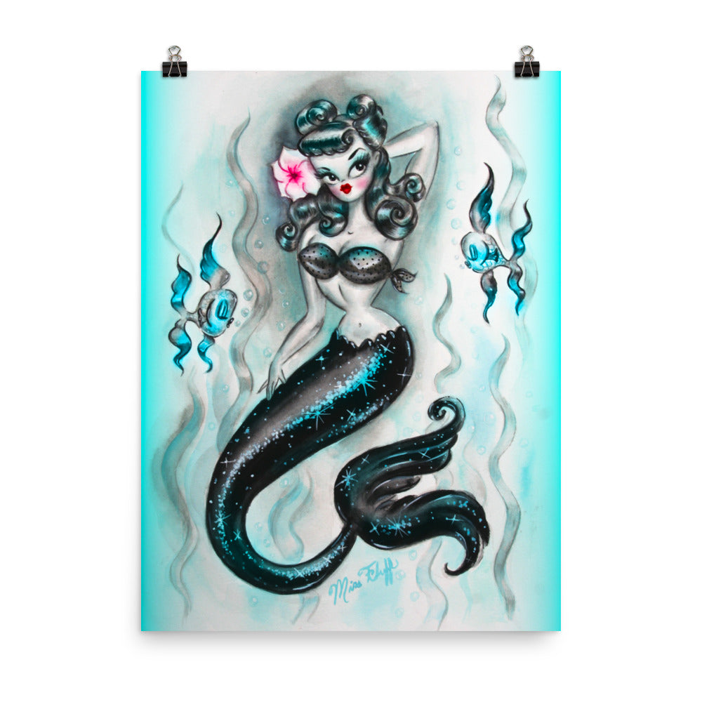 Pinup Mermaid with Hibiscus • Art Print