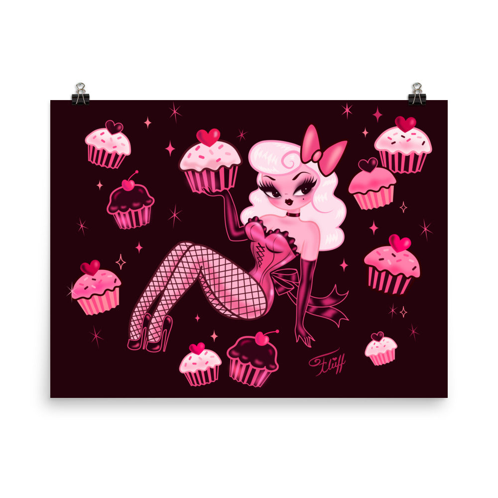 Cupcake Girl Pink and Chocolate • Art Print