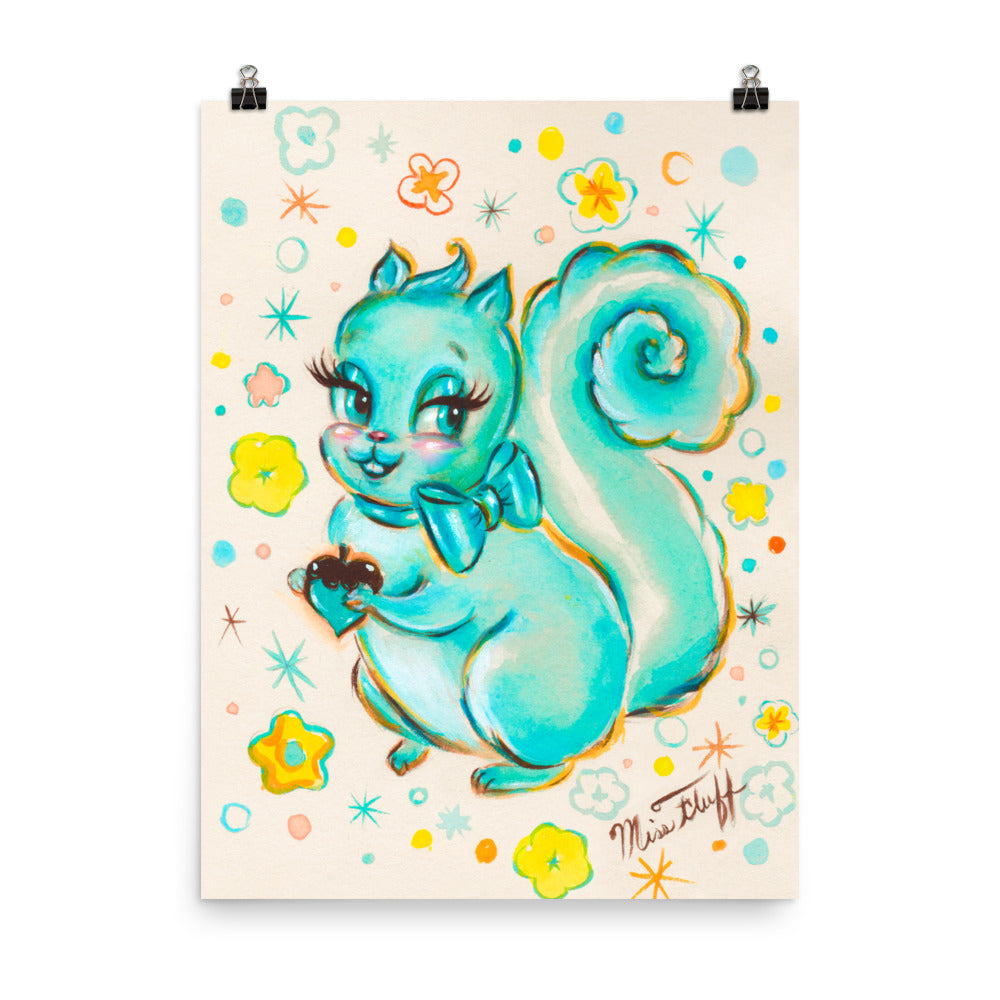 Cute Teal Squirrel • Art Print