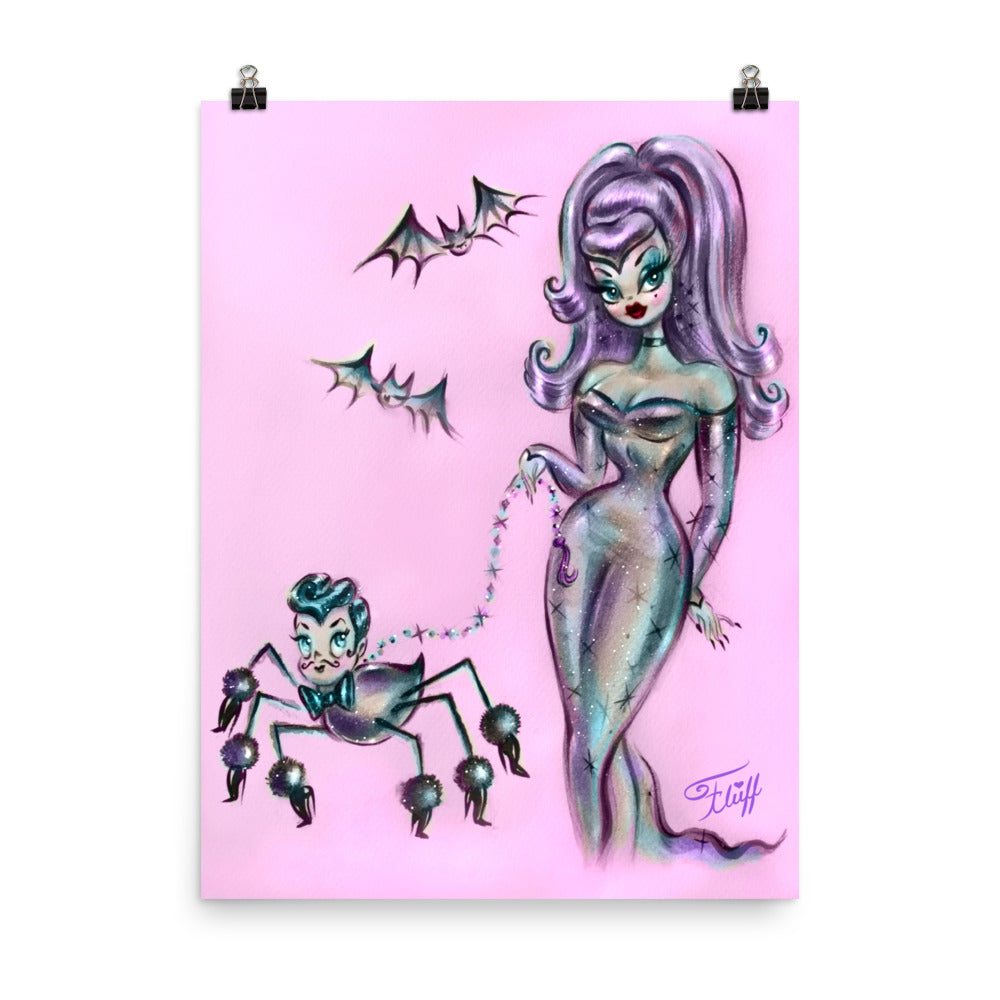 Goth Glamour Girl with Dandy Spider • Art Print