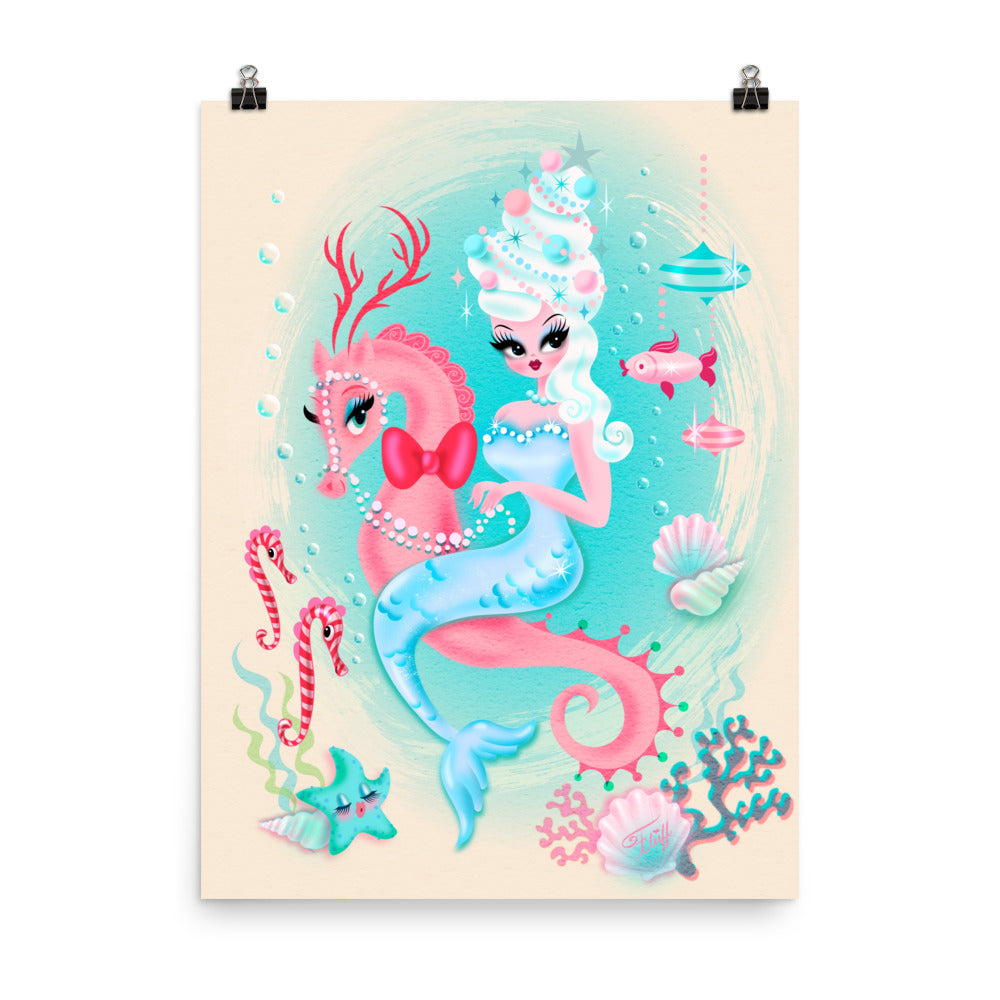 Christmas Bouffant Mermaid • Art Print