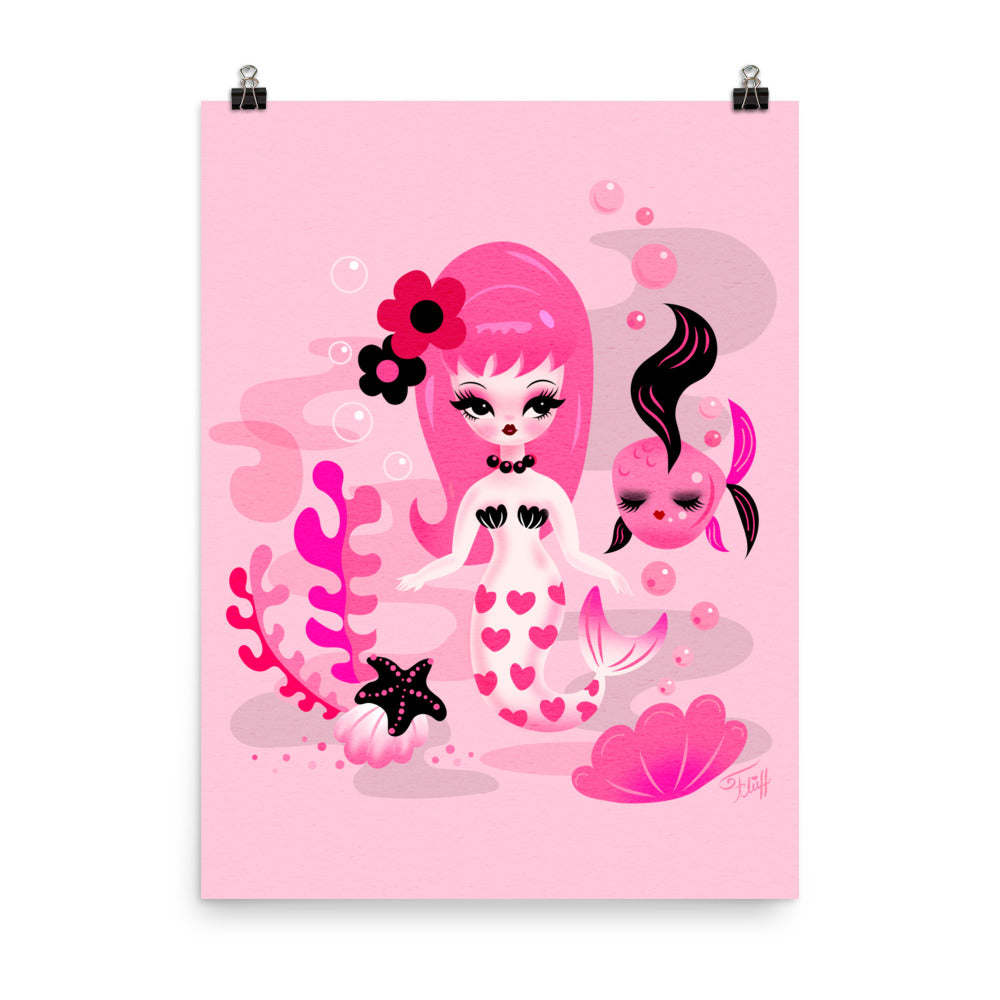 Mod Mermaid in Pinks • Art Print