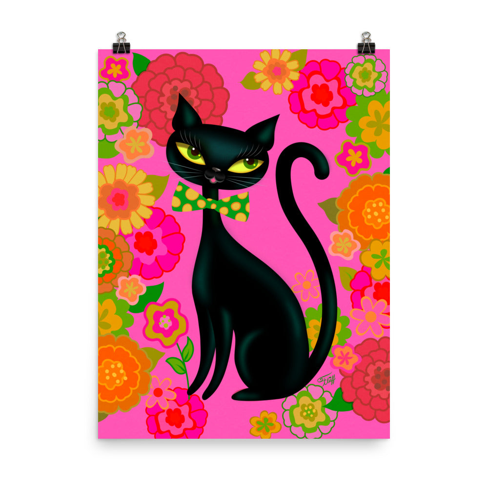 Mod Flower Kitty • Art Print