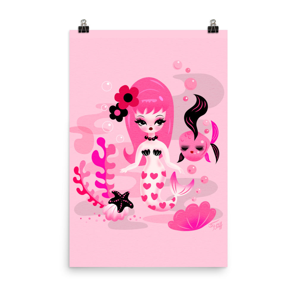 Mod Mermaid in Pinks • Art Print