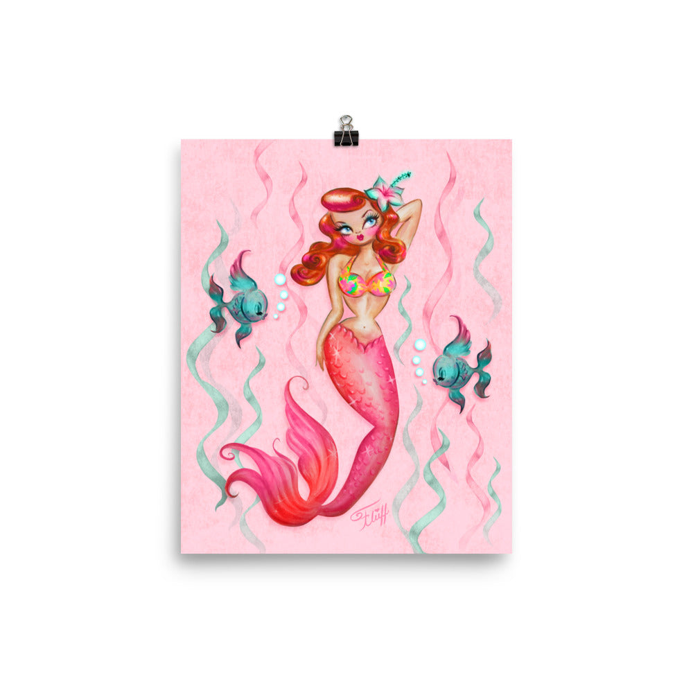 Tropical Redhead Mermaid • Art Print