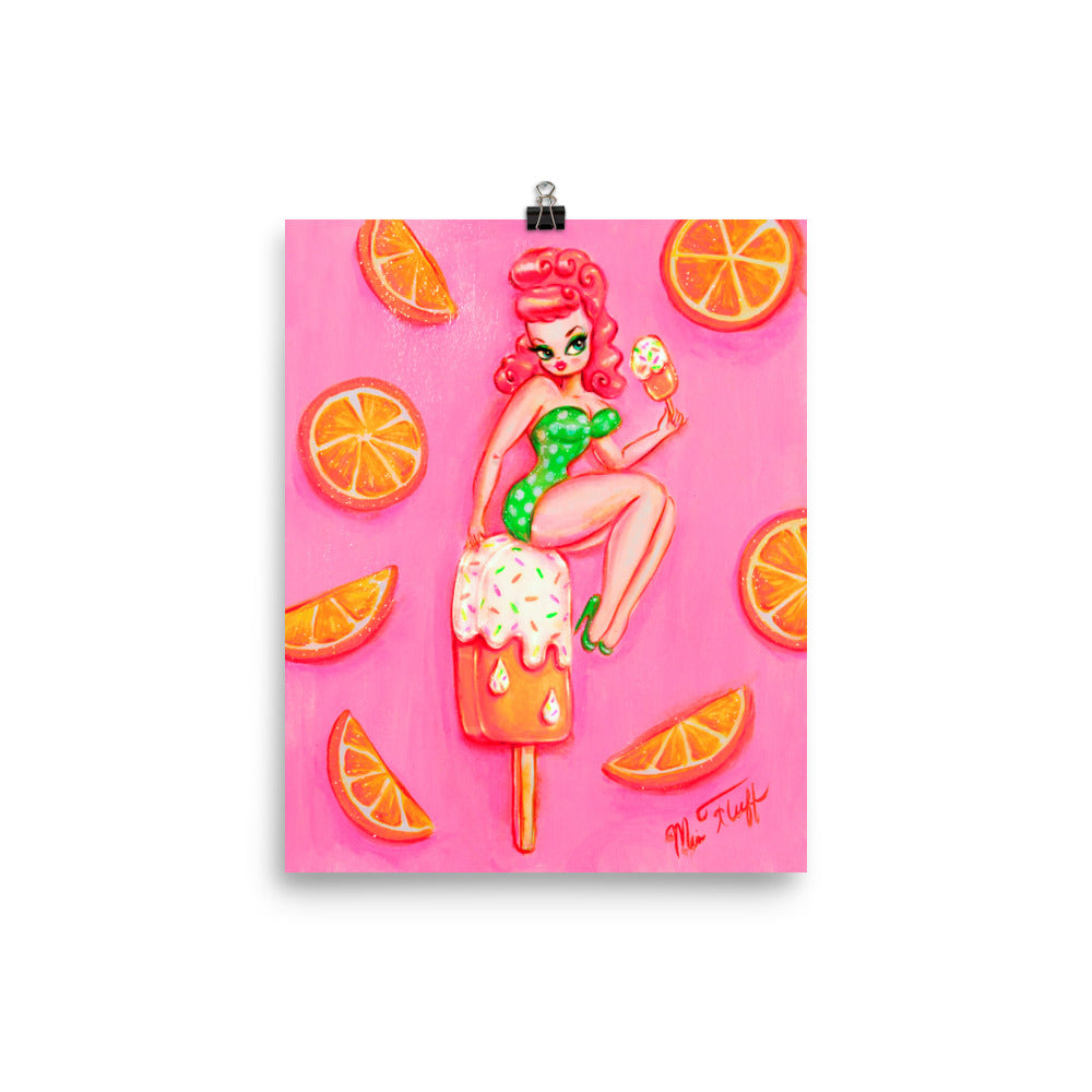 Orange Creamsicle Pin Up Doll • Art Print