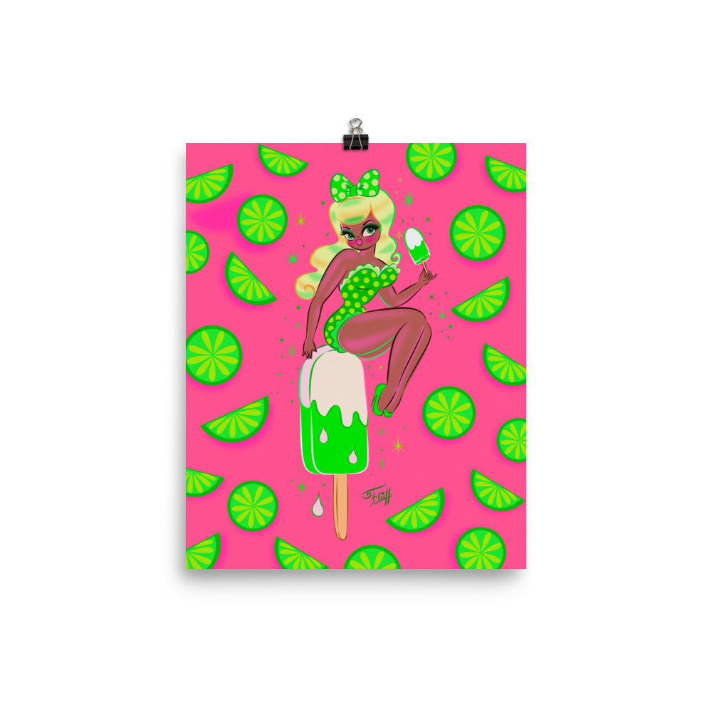 Lime Popsicle Pin Up Doll • Art Print