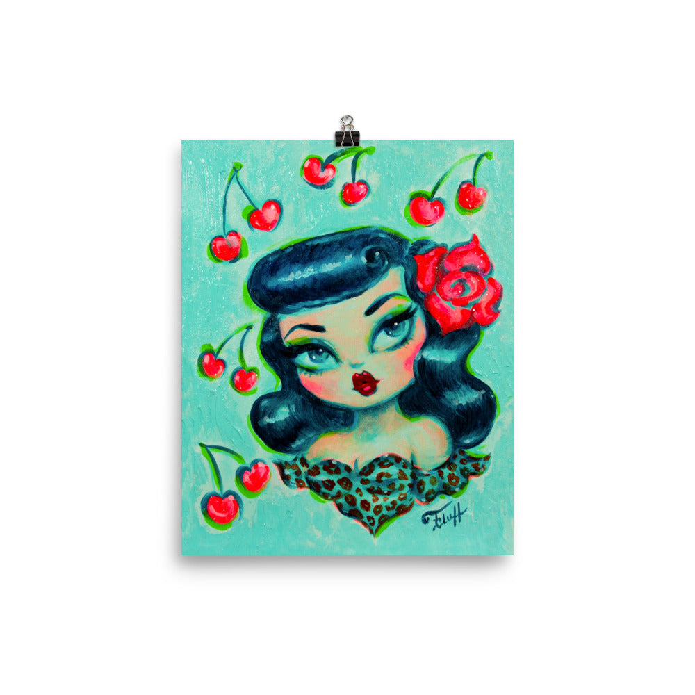 Rockabilly Baby Doll with Cherries • Art Print