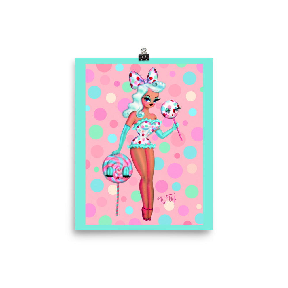 Polka Dot Lollipop Doll Caramel • Art Print