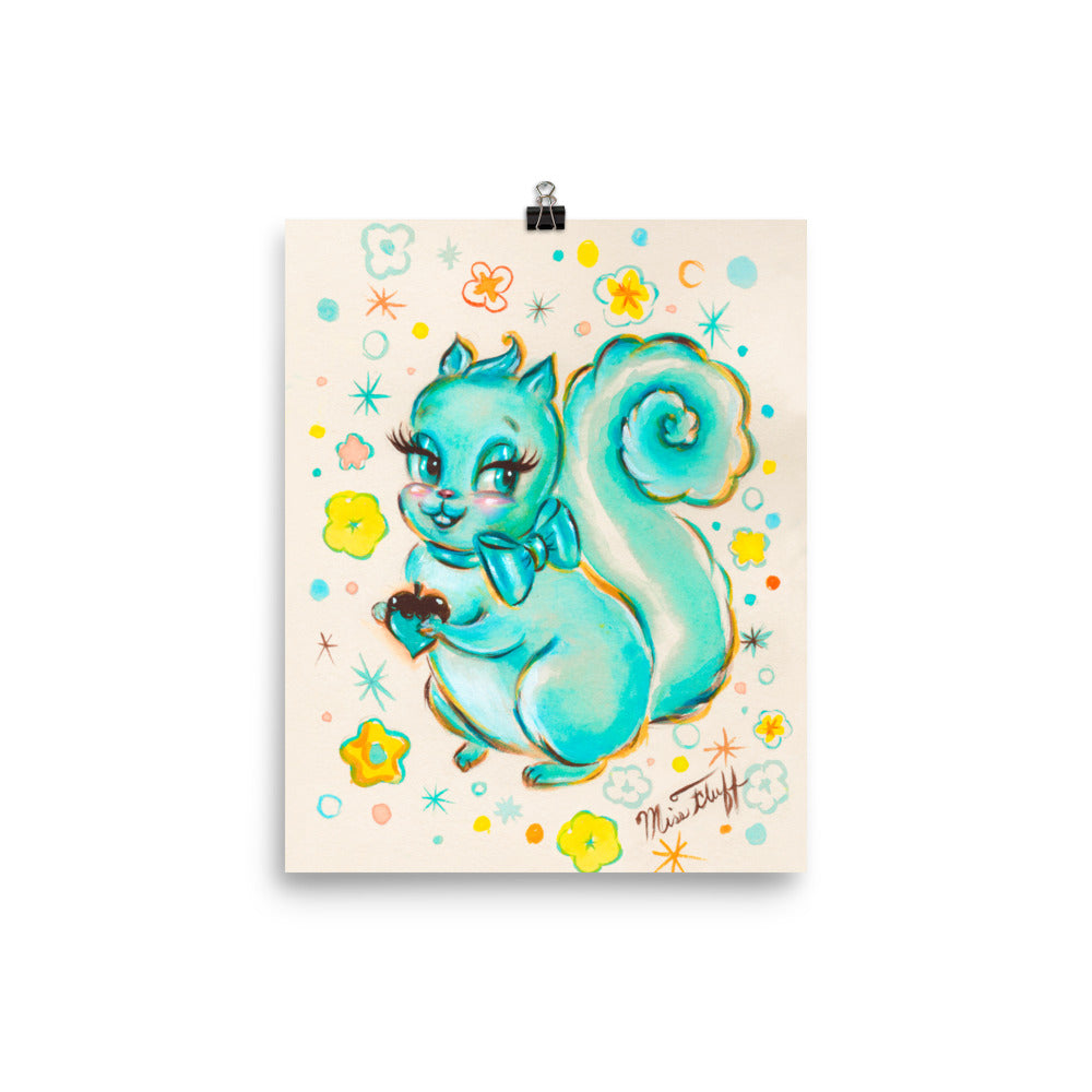 Cute Teal Squirrel • Art Print