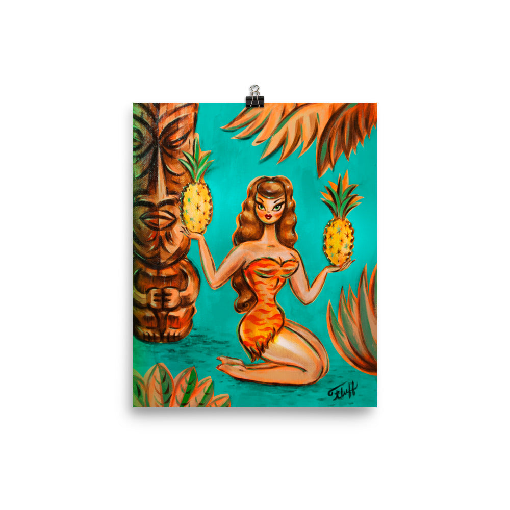 Tiki Island Girl with Pineapples • Art Print