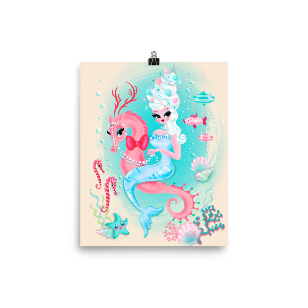 Christmas Bouffant Mermaid • Art Print