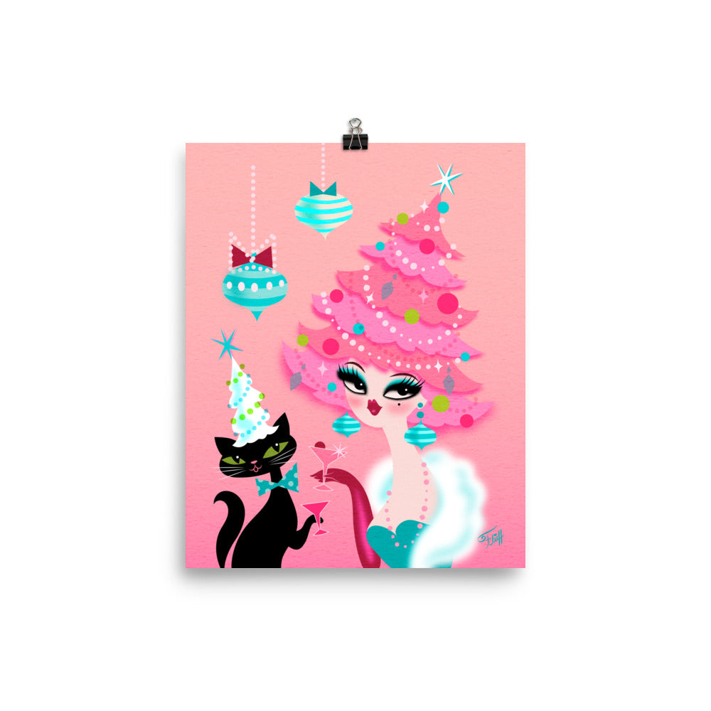 Pink Christmas Tree Doo • Art Print