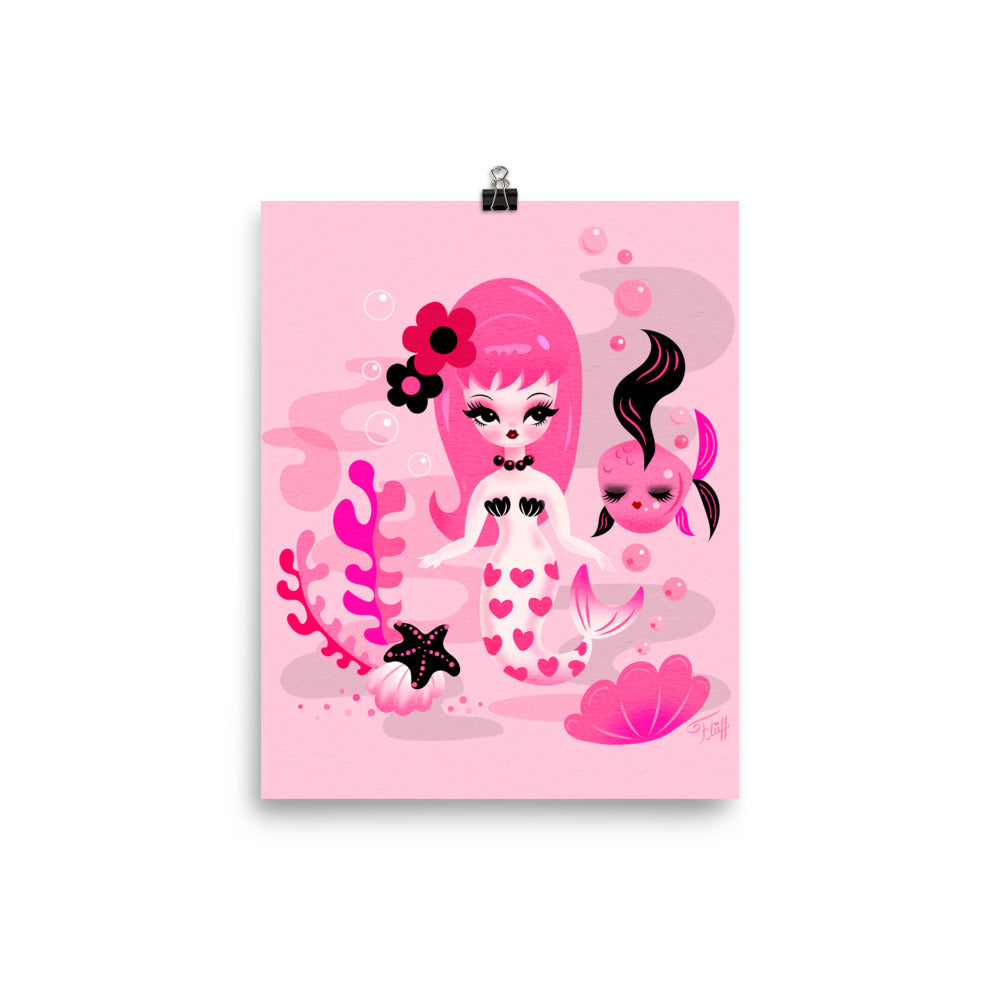 Mod Mermaid in Pinks • Art Print