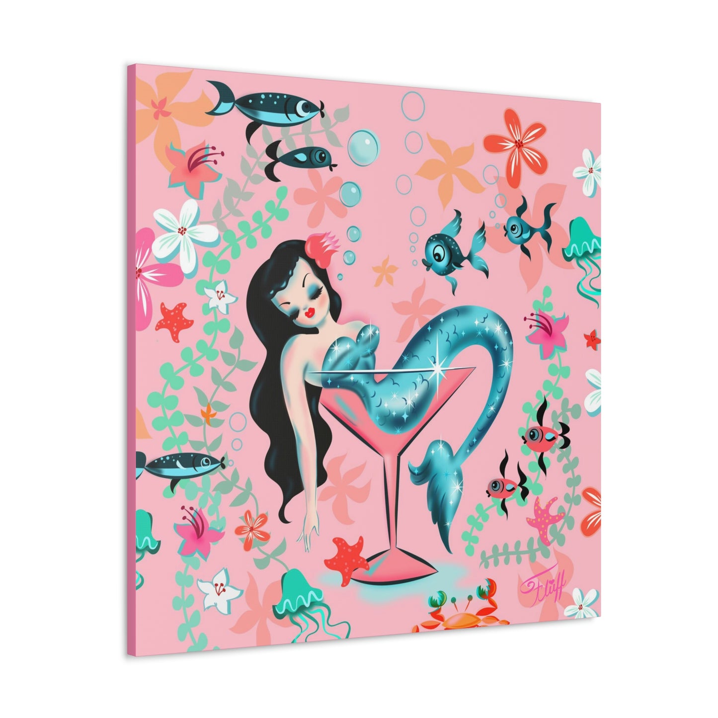 Tipsy Mermaid Peachy Pink • Canvas Gallery Wrap