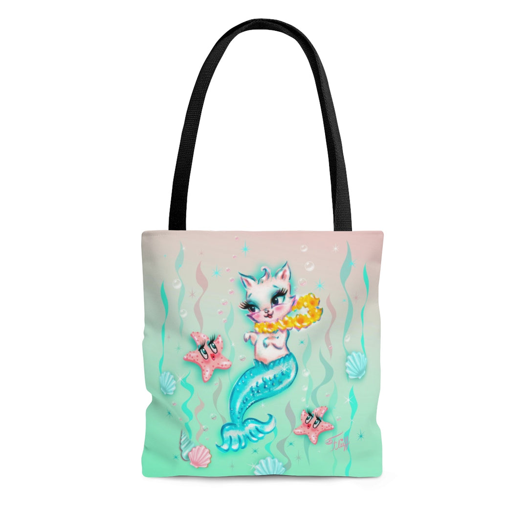 Merkitten with Lei and Starfish • Tote Bag