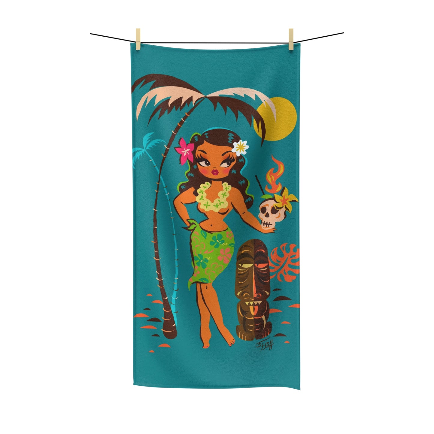 Tiki Temptress • With Skull Mug • Towel