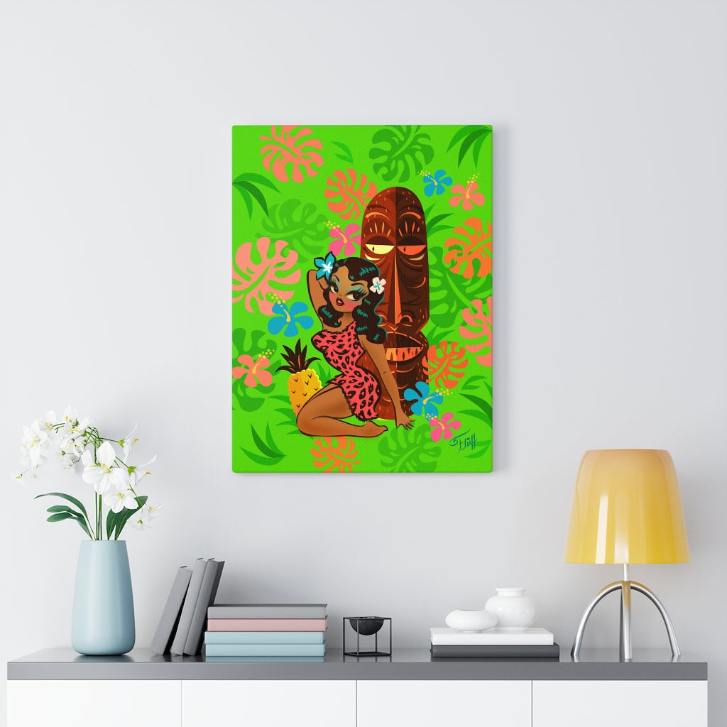 Tiki Temptress in Pink Leopard Print • Canvas Gallery Wrap