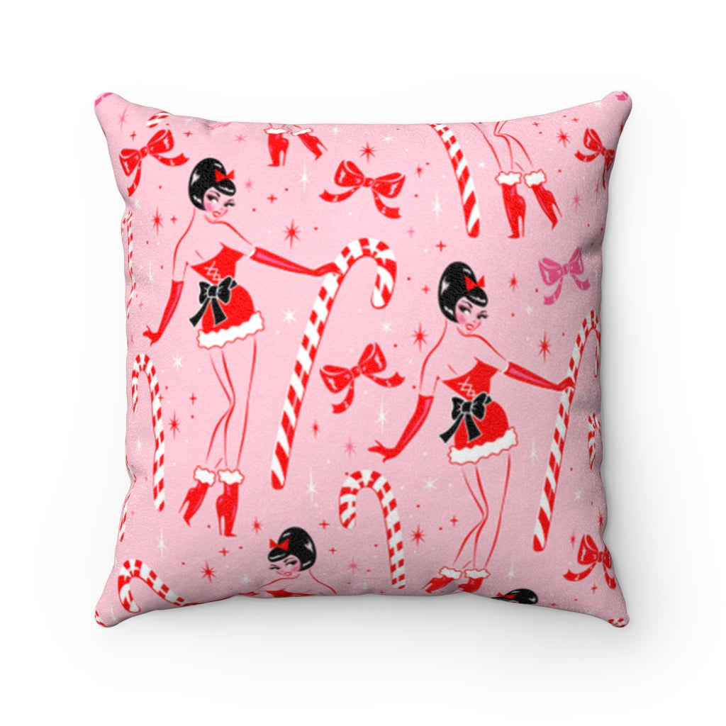 Candy Cane Girl • Faux Suede Pillow