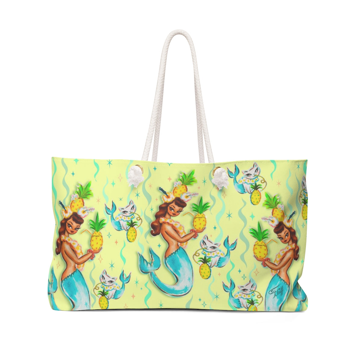 Tropical Pineapple Mermaid with Merkitties  • Weekender Bag