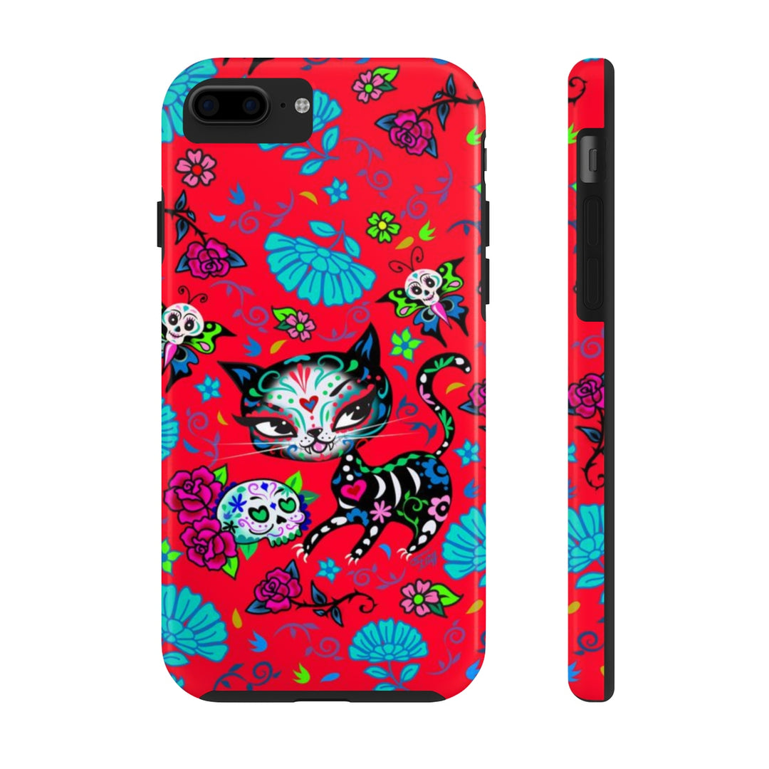 Sugar Skull Kitty on Red • Phone Case