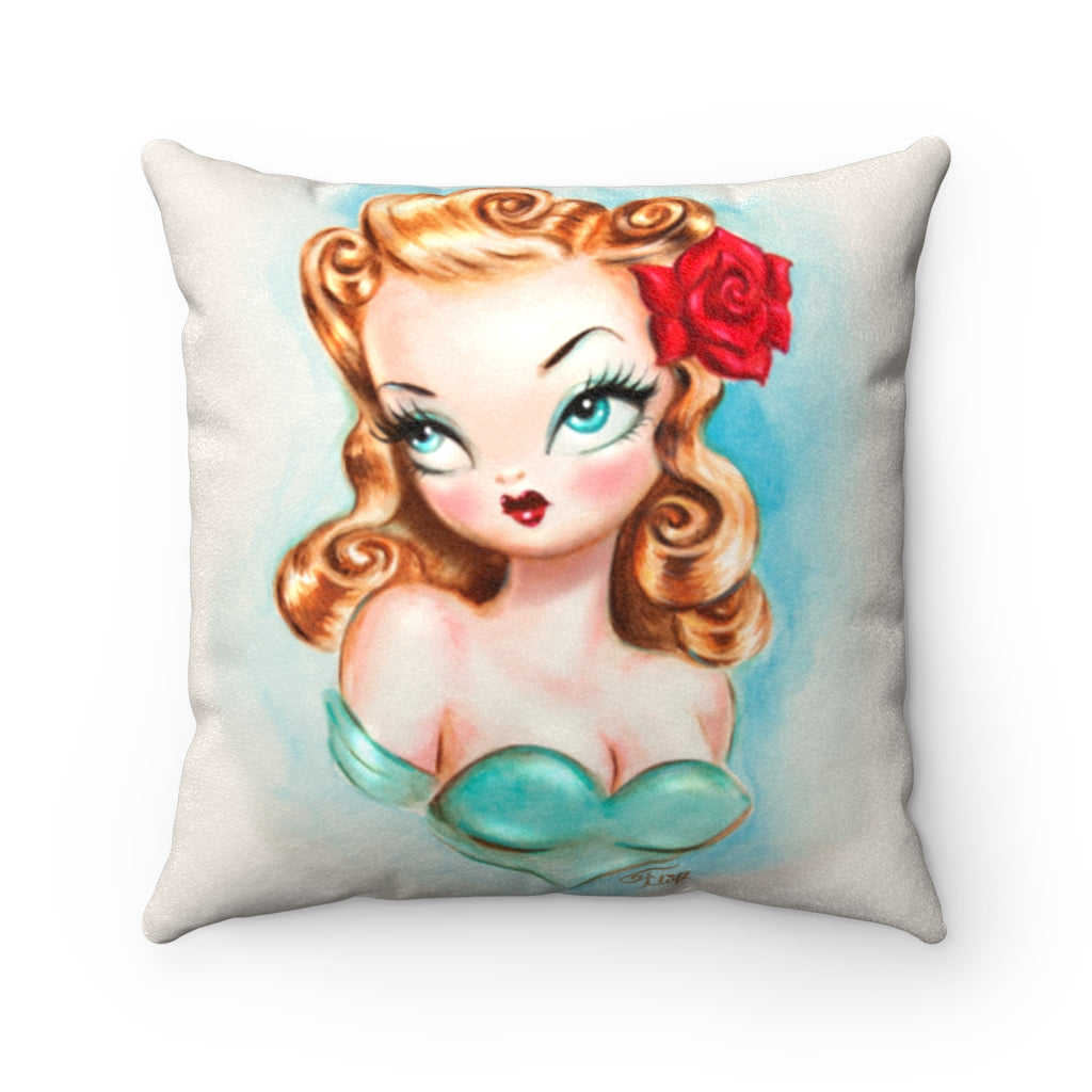 Rockabilly Babydoll Blonde • Faux Suede Pillow