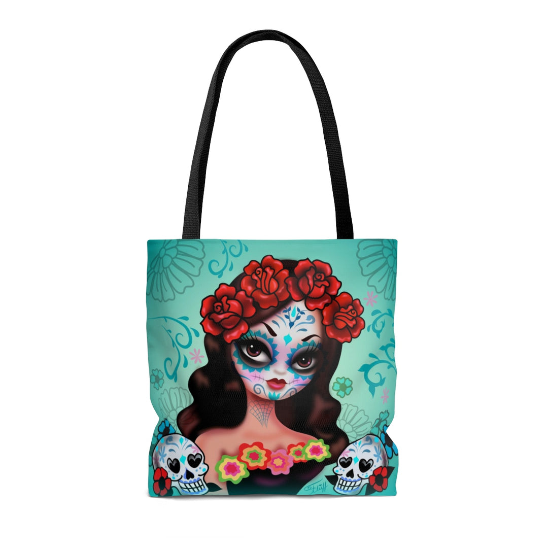 Day of the Dead Girl with Roses • Tote Bag