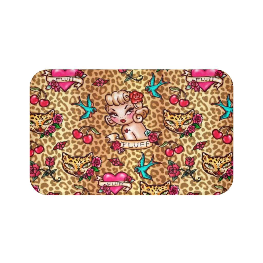 Lady Leopard Tattoo Flash • Bath Mat