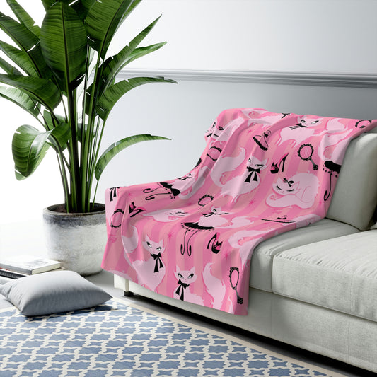 Boudoir Kitties Pink  • Sherpa Fleece Blanket