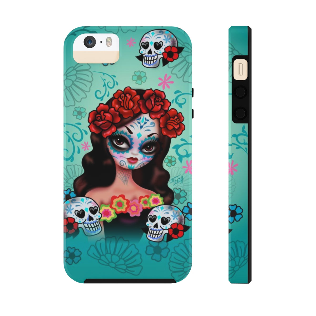 Sugar Skull Girl with Roses • Phone Case