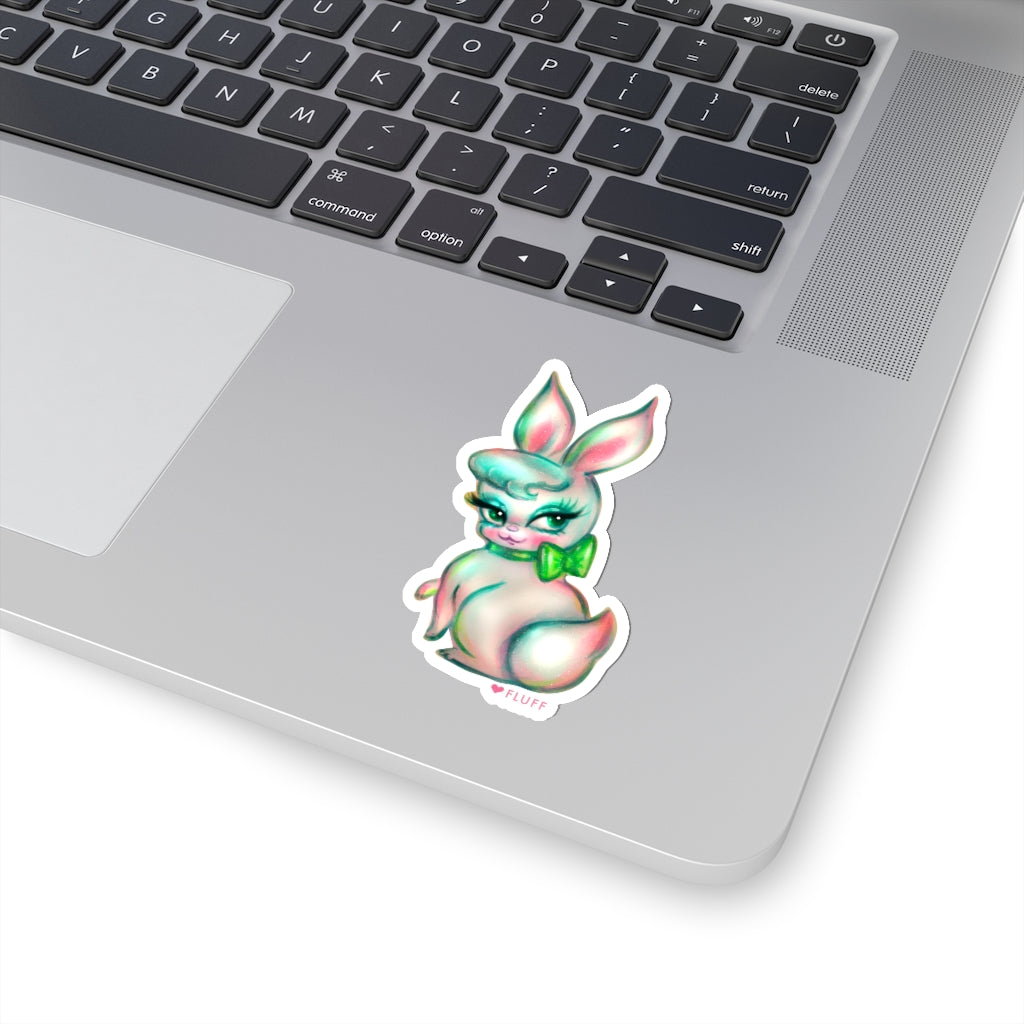 Bashful Bunny with Green Bow • Kiss-Cut Sticker