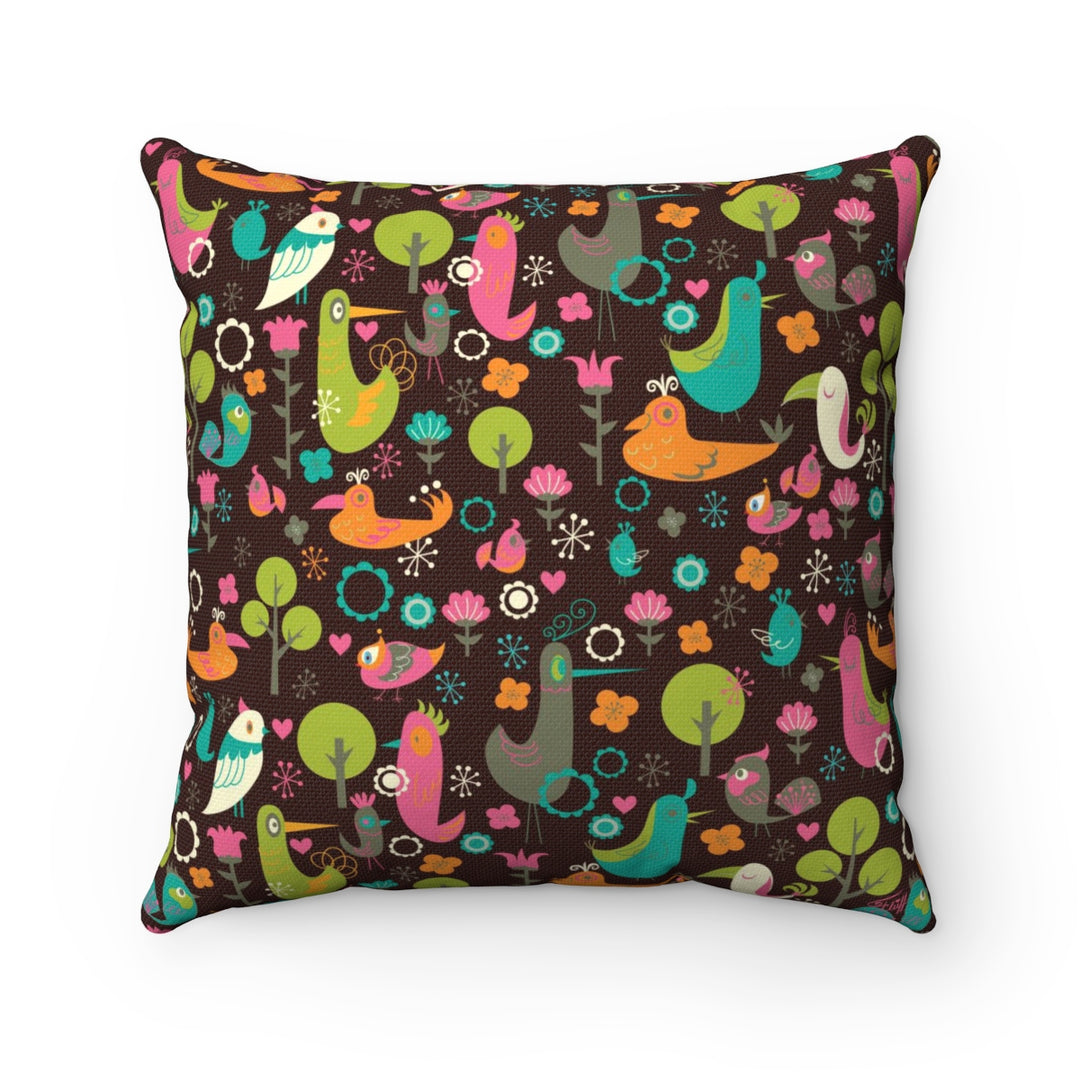 Birdsville on Chocolate • Square Pillow