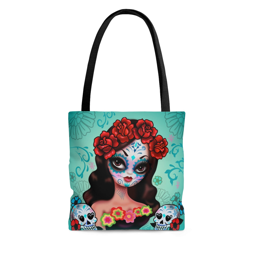 Day of the Dead Girl with Roses • Tote Bag