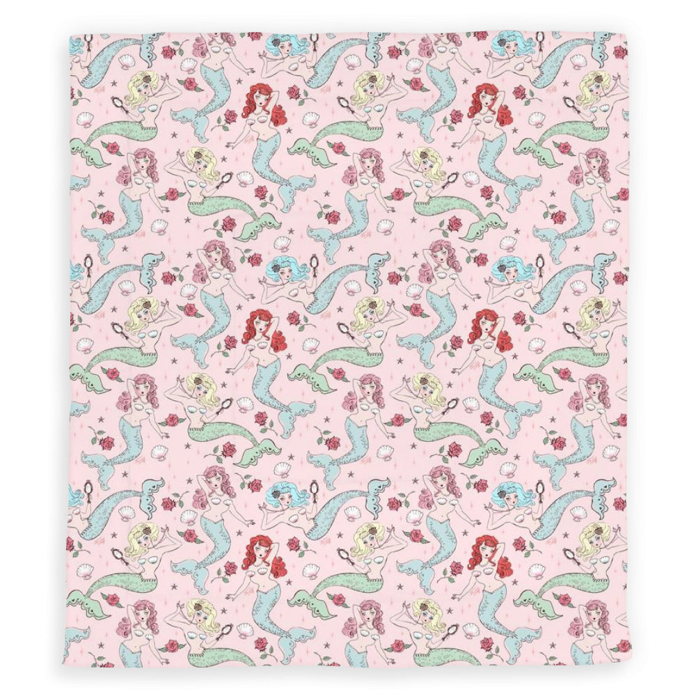 Mermaids and Roses on Pink • Comforter