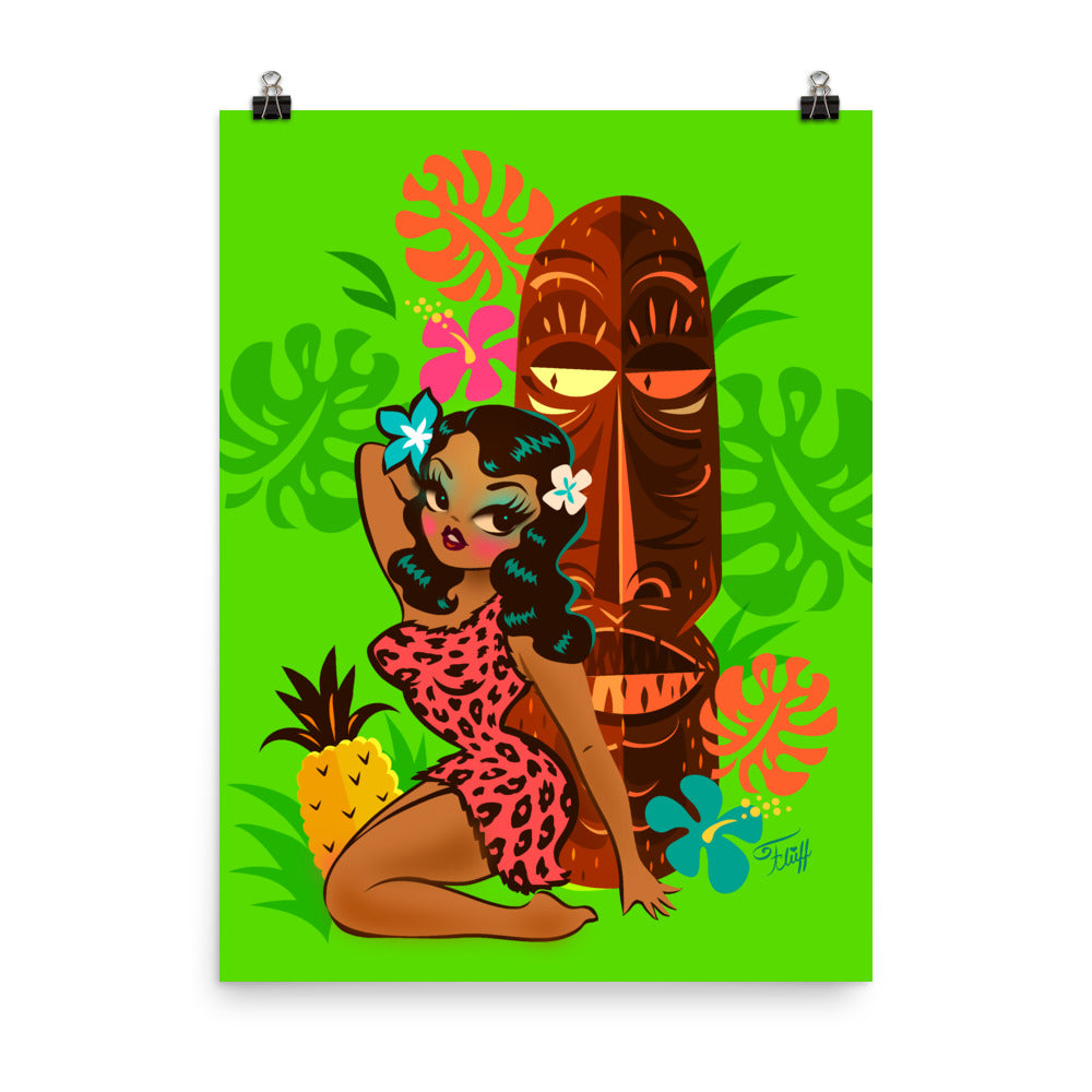 Tiki Temptress in Pink Leopard Print • Art Print