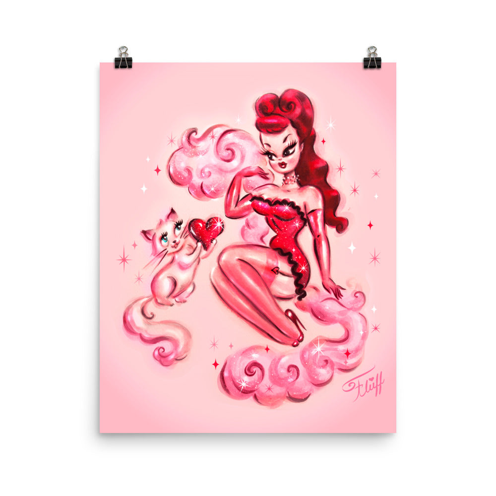 Smitten Kitten with Redhead Burlesque Girl • Art Print