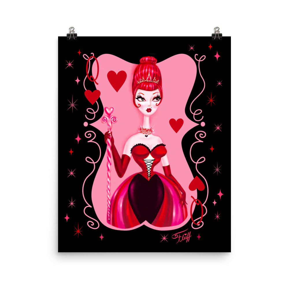 Queen of Hearts on Black • Art Print