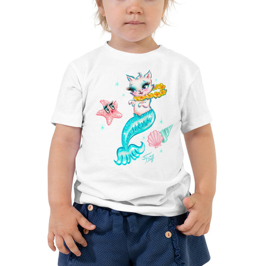 Merkitten with Lei and Starfish • Toddler Short Sleeve Tee