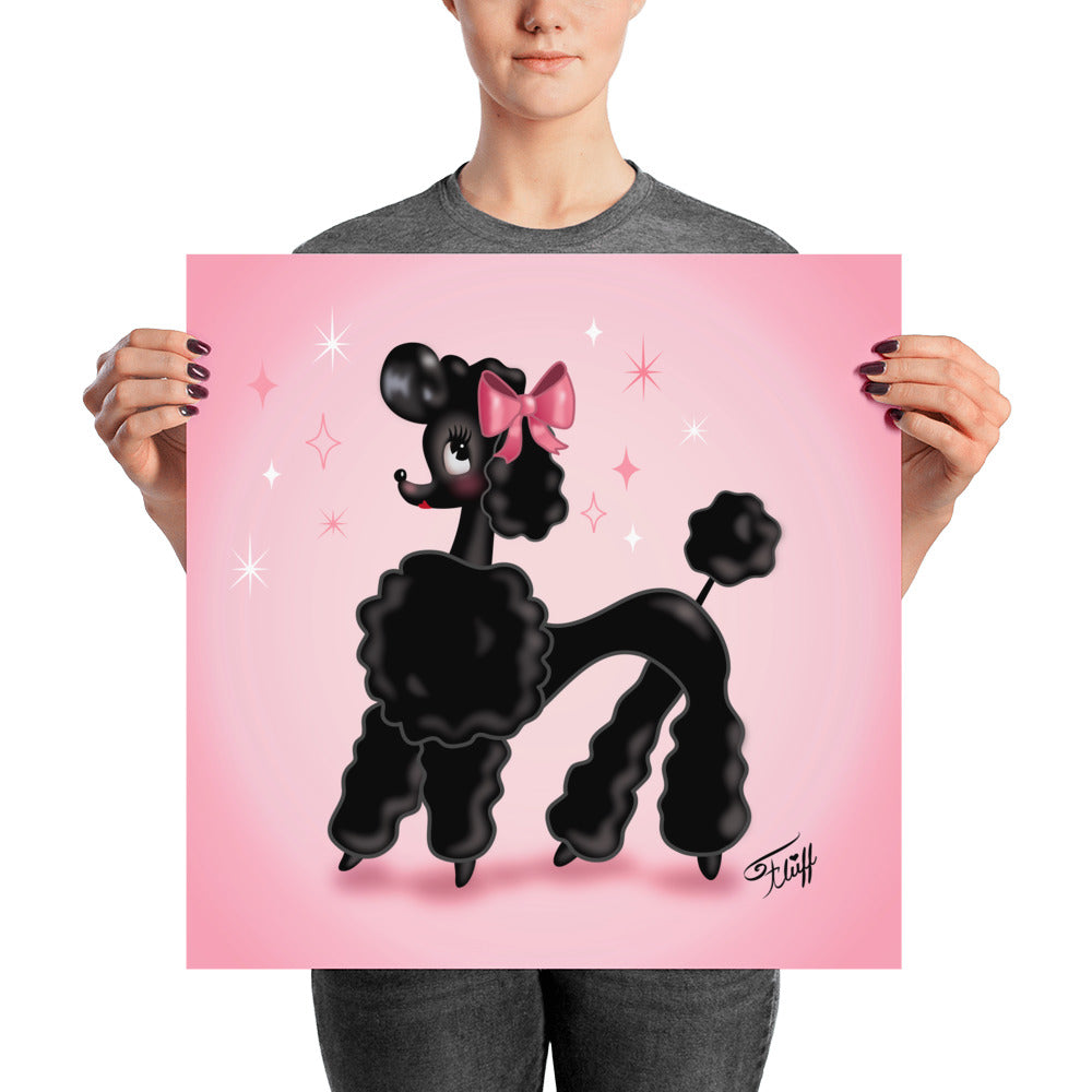 Pixie Poodle Black on Pink • Art Print