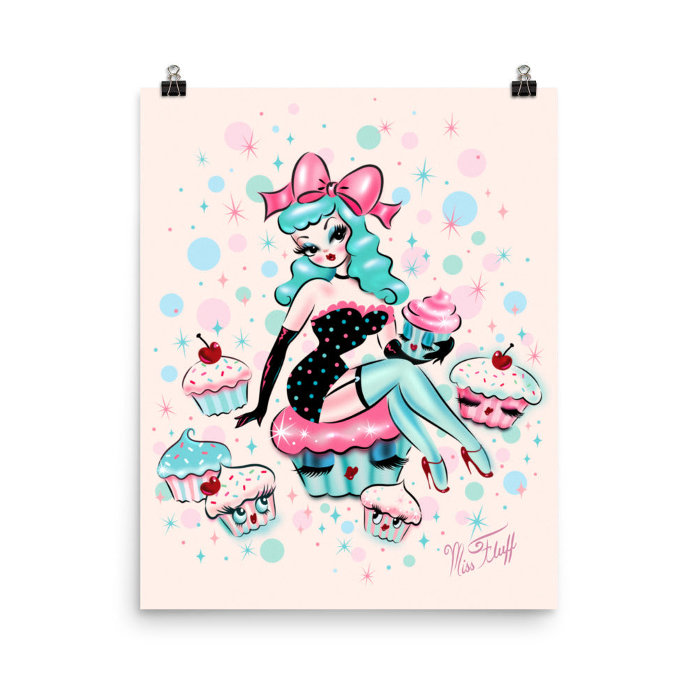 Cupcake Doll with Mint Hair • Art Print