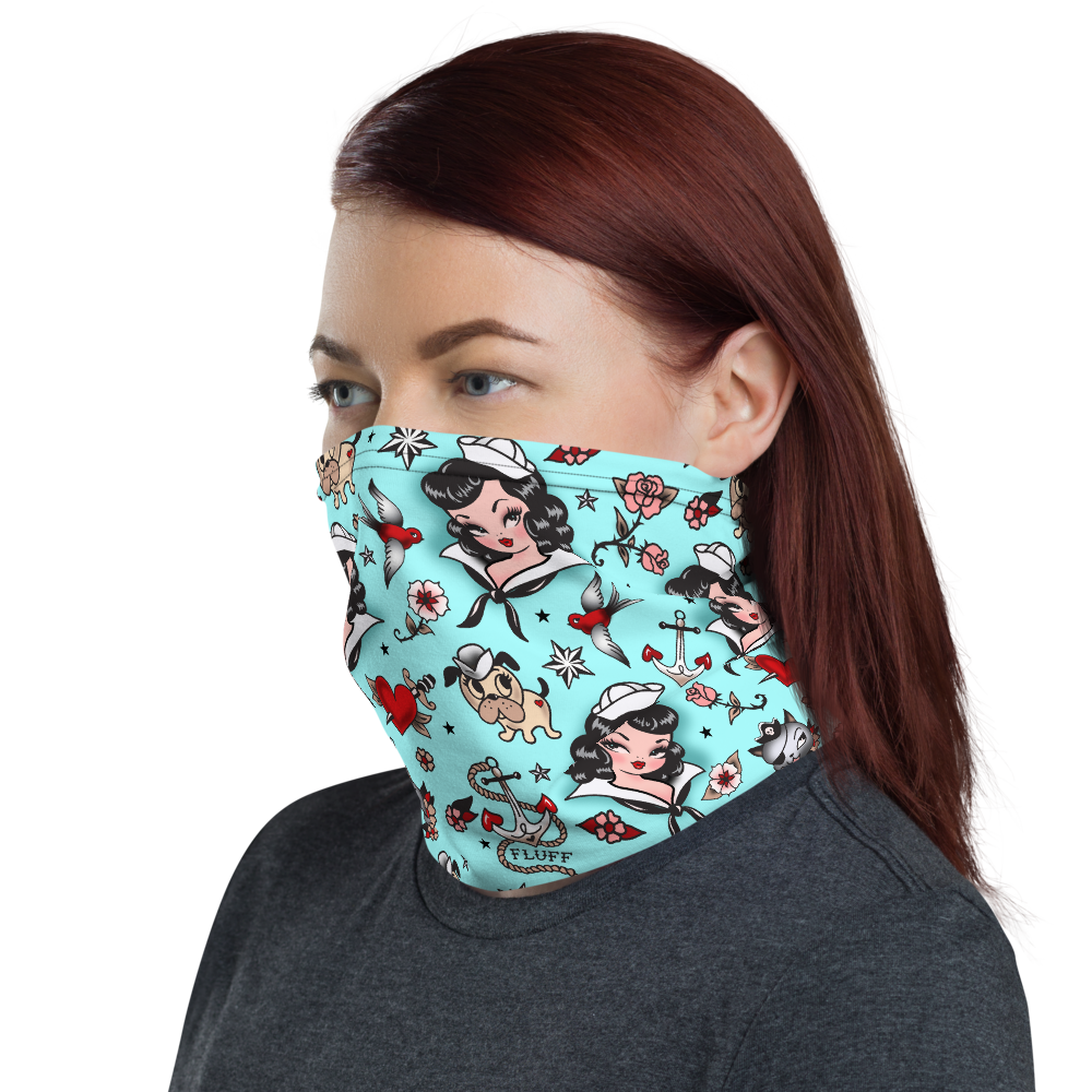 Suzy Sailor on Blue • Neck Gaiter Face Mask