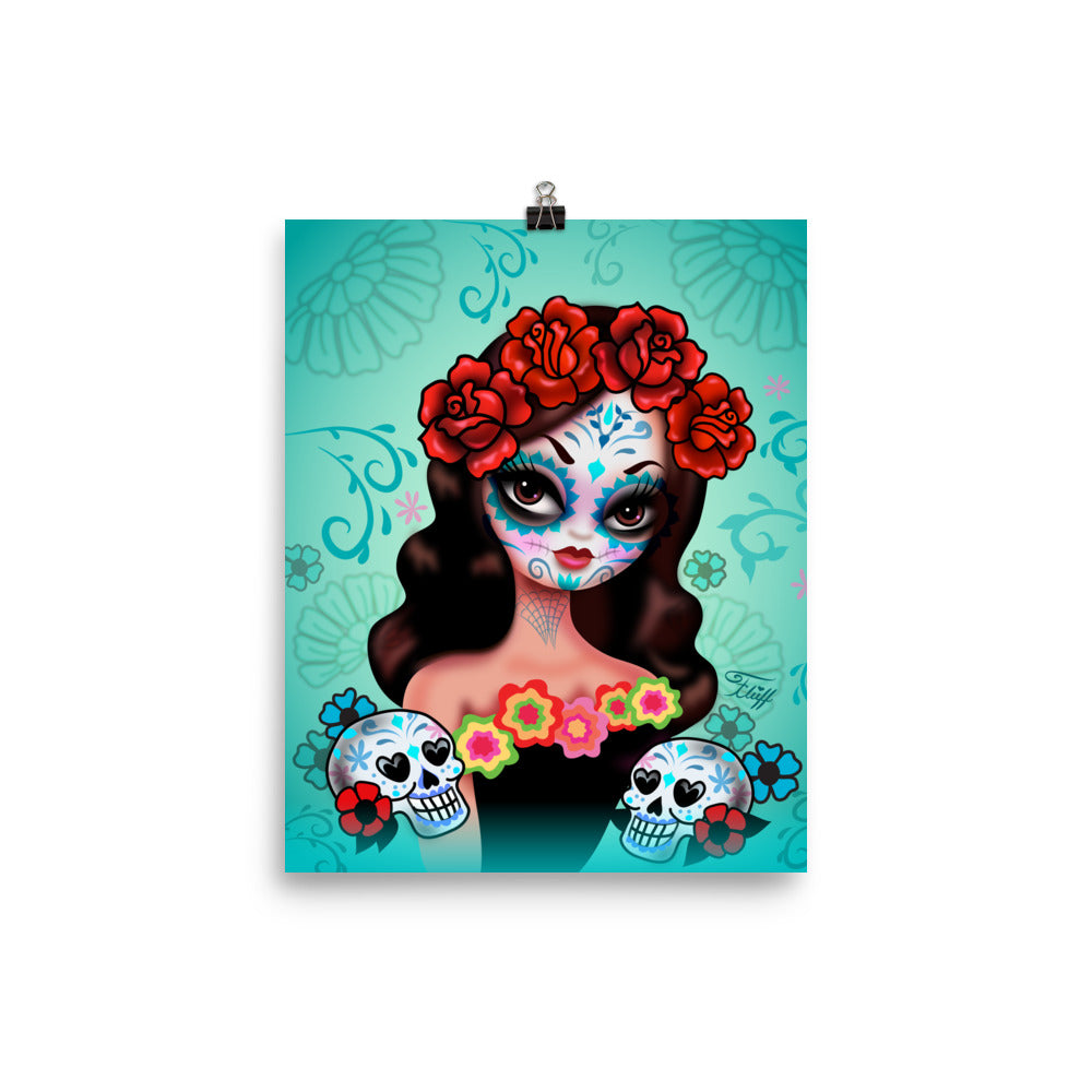 Day of the Dead Girl with Roses II • Art Print