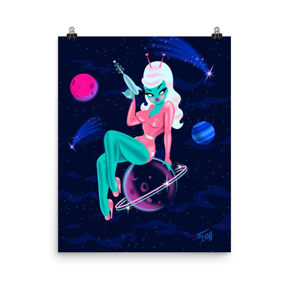 Alien Girl on Saturn • Art Print