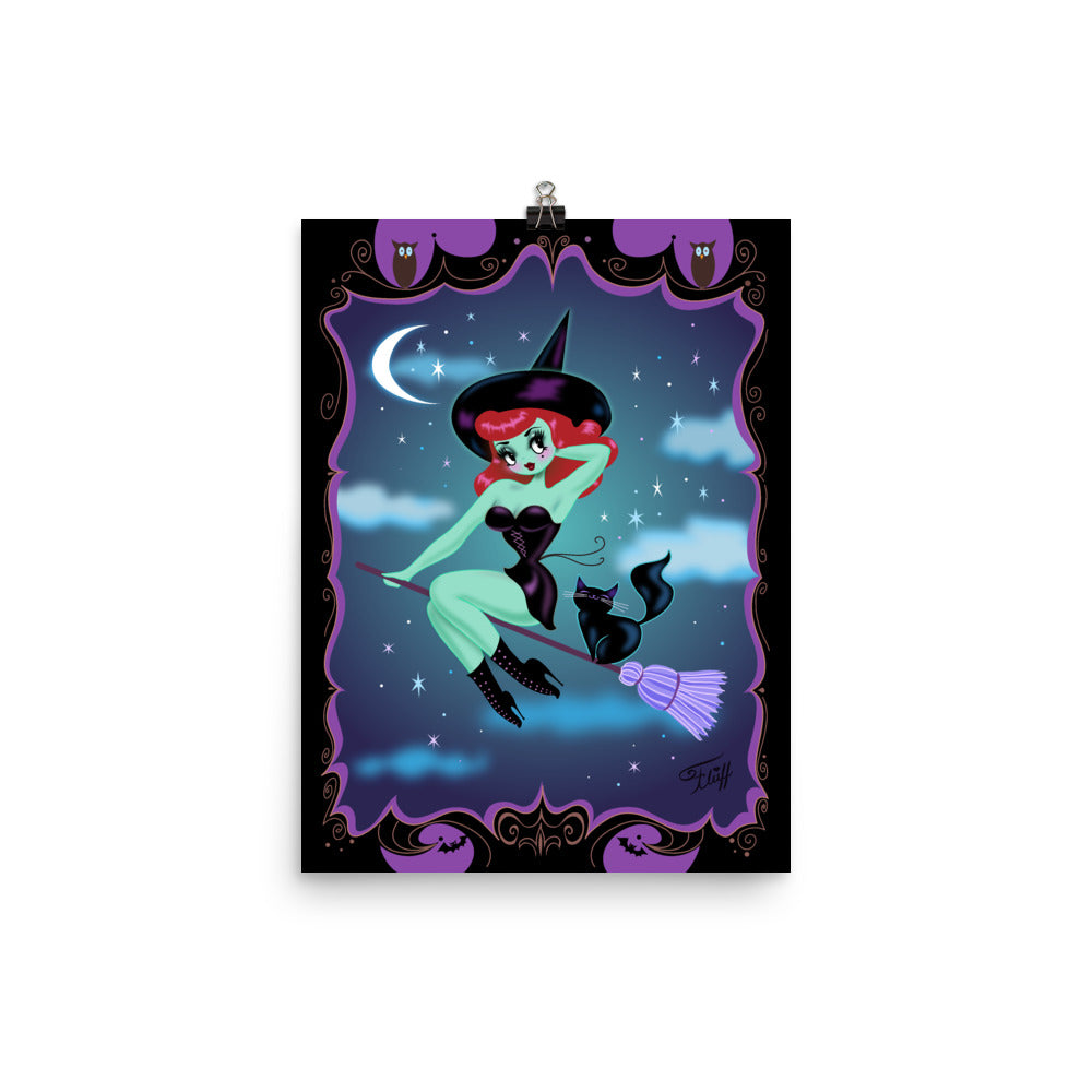 Cute Pinup Witch • Art Print