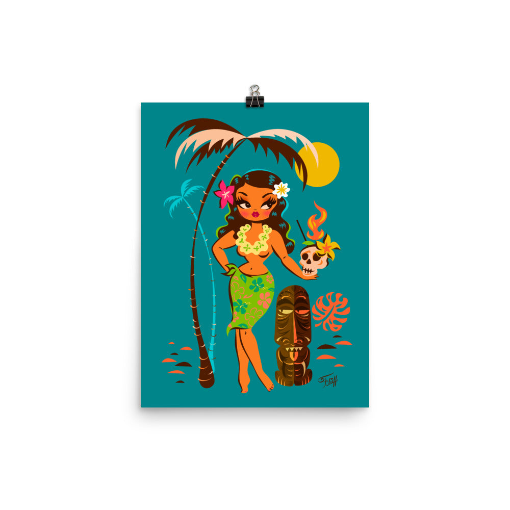 Tiki Temptress • With Skull Mug Cocktail • Art Print