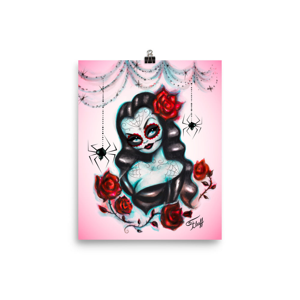 Vampire Vixen with Roses Pink Tint • Art Print