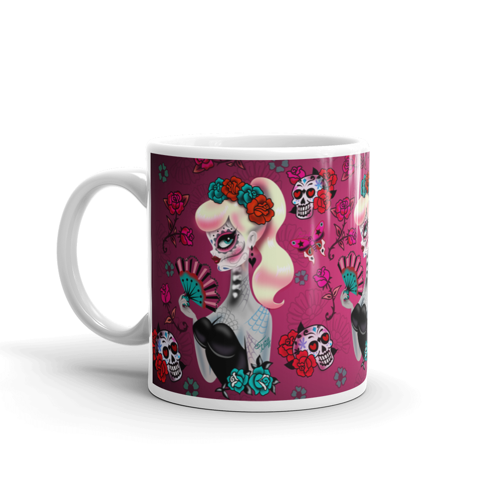 Blonde Sugar Skull Pinup Girl • Mug