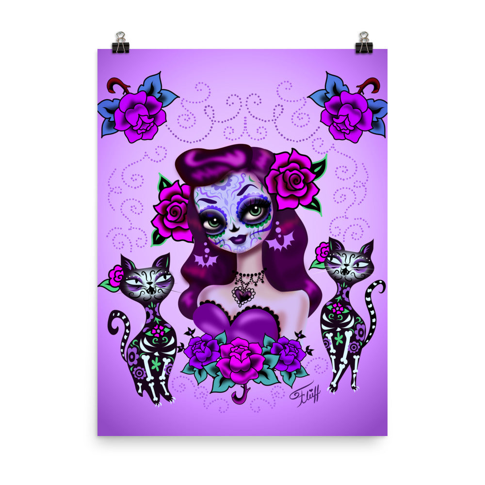 Day of the Dead • Sugar Skull Girl in Purple • Art Print